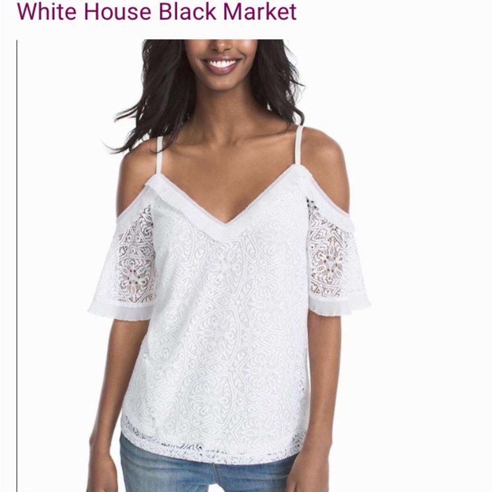Summer BRAND NEW White House Black Market White Cotton and Lace Top